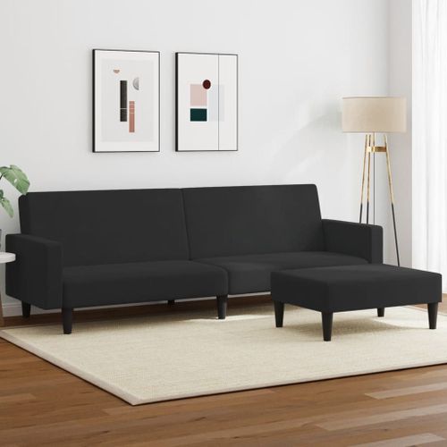 Vidaxl Canap-Lit  2 Places Avec Repose-Pied Noir Velours