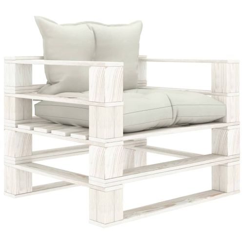 Vidaxl Canap Palette De Jardin Avec Coussins Beige Bois