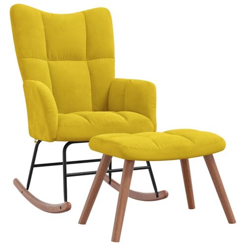 Vidaxl Chaise  Bascule Avec Repose-Pied Jaune Moutarde Velours