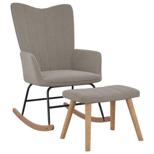 Vidaxl Chaise  Bascule Avec Repose-Pied Gris Clair Velours