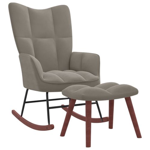 Vidaxl Chaise  Bascule Avec Repose-Pied Gris Clair Velours