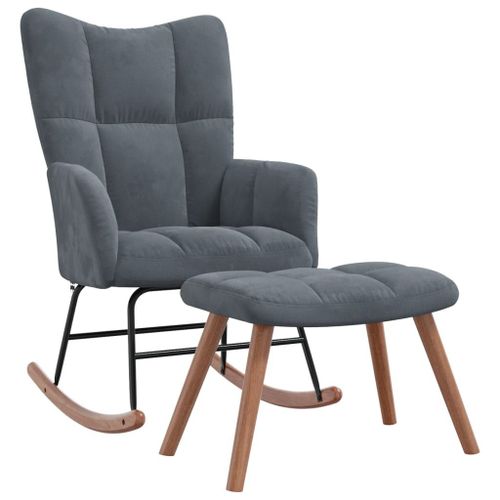 Vidaxl Chaise  Bascule Avec Repose-Pied Gris Fonc Velours