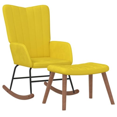 Vidaxl Chaise  Bascule Avec Repose-Pied Jaune Moutarde Velours