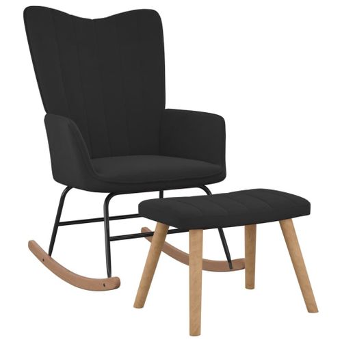 Vidaxl Chaise  Bascule Avec Repose-Pied Noir Velours