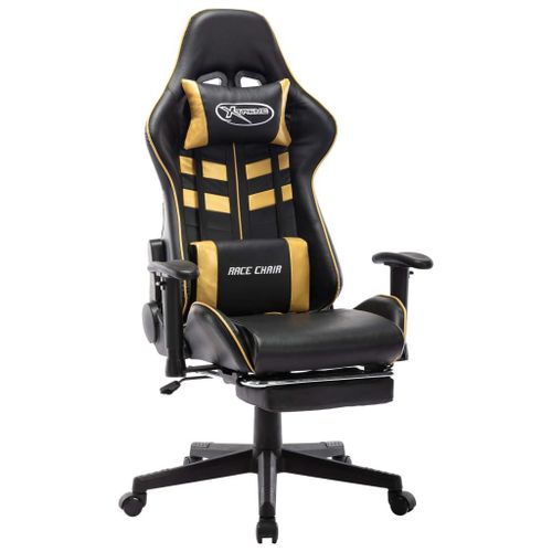 Vidaxl Chaise De Jeu Avec Repose-Pied Noir Et Dor Cuir Artificiel