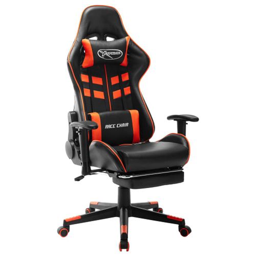 Vidaxl Chaise De Jeu Avec Repose-Pied Noir Et Orange Cuir Artificiel