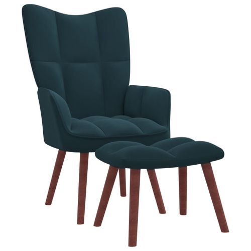 Vidaxl Chaise De Relaxation Avec Repose-Pied Bleu Velours