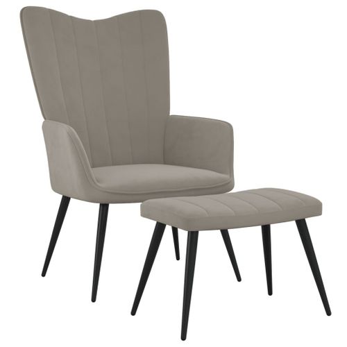 Vidaxl Chaise De Relaxation Avec Repose-Pied Gris Clair Velours