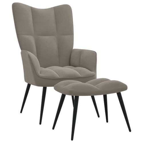 Vidaxl Chaise De Relaxation Avec Repose-Pied Gris Clair Velours