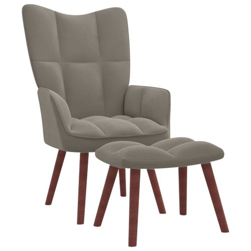 Vidaxl Chaise De Relaxation Avec Repose-Pied Gris Clair Velours