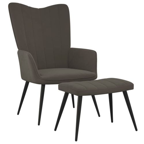 Vidaxl Chaise De Relaxation Avec Repose-Pied Gris Fonc Velours