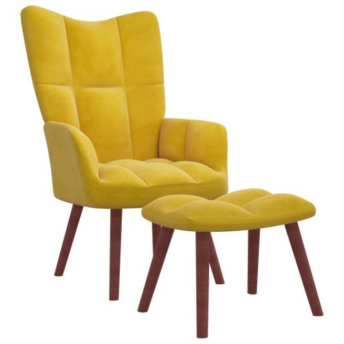 Vidaxl Chaise De Relaxation Avec Repose-Pied Jaune Moutarde Velours