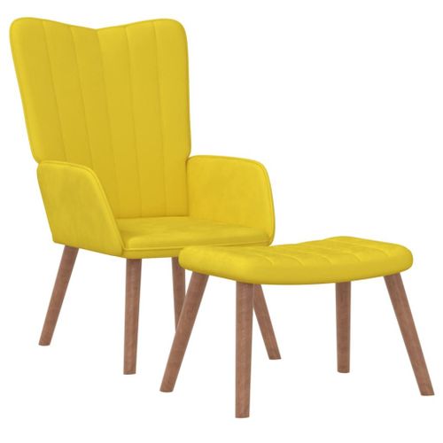 Vidaxl Chaise De Relaxation Avec Repose-Pied Jaune Moutarde Velours