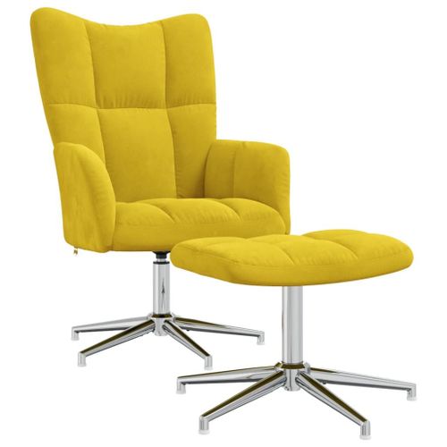 Vidaxl Chaise De Relaxation Avec Repose-Pied Jaune Moutarde Velours