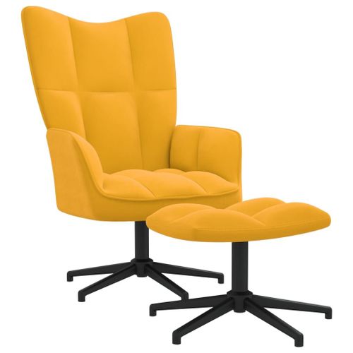 Vidaxl Chaise De Relaxation Avec Repose-Pied Jaune Moutarde Velours