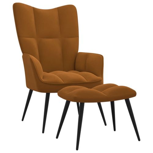 Vidaxl Chaise De Relaxation Avec Repose-Pied Marron Velours