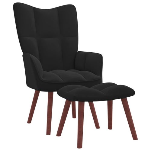 Vidaxl Chaise De Relaxation Avec Repose-Pied Noir Velours