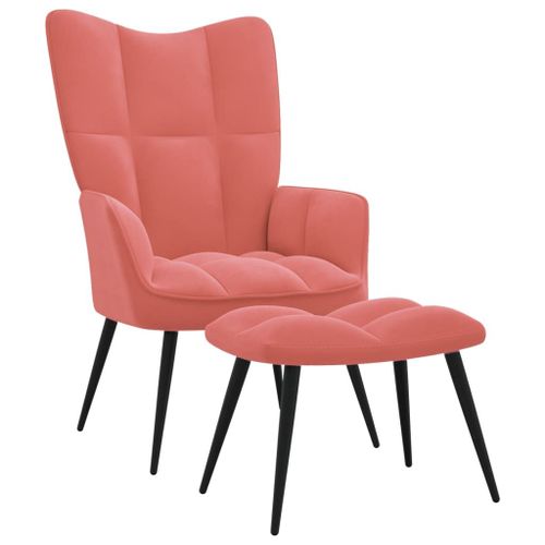 Vidaxl Chaise De Relaxation Avec Repose-Pied Rose Velours