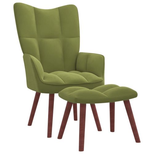 Vidaxl Chaise De Relaxation Avec Repose-Pied Vert Clair Velours