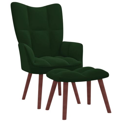Vidaxl Chaise De Relaxation Avec Repose-Pied Vert Fonc Velours
