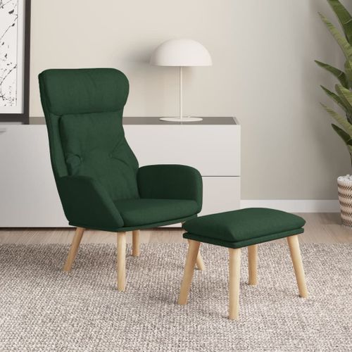 Vidaxl Chaise De Relaxation Avec Repose-Pied Vert Fonc Tissu