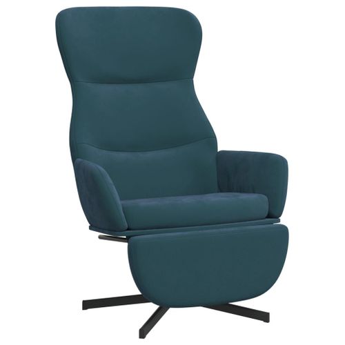 Vidaxl Chaise De Relaxation Avec Repose-Pieds Bleu Velours