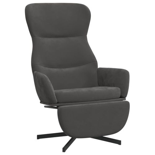 Vidaxl Chaise De Relaxation Avec Repose-Pieds Gris Fonc Velours