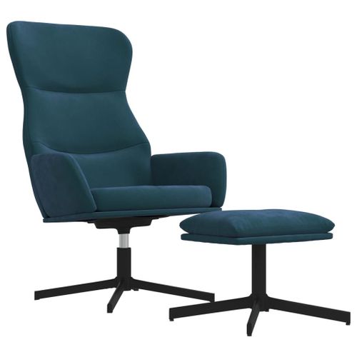Vidaxl Chaise De Relaxation Avec Tabouret Bleu Velours