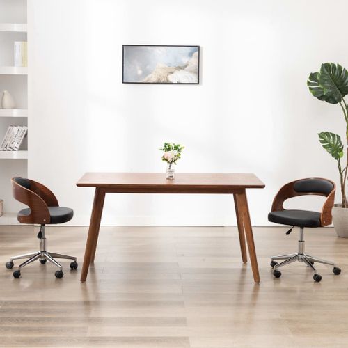 Vidaxl Chaise Pivotante  Manger Noir Bois Courb Et Similicuir