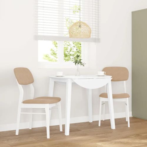 Vidaxl Chaises  Manger Coussins 2 Pcs Blanc Bois Massif Caoutchouc