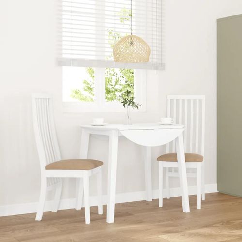 Vidaxl Chaises  Manger Coussins 2 Pcs Blanc Bois Massif Caoutchouc