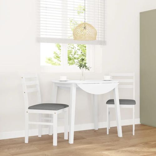 Vidaxl Chaises  Manger Coussins 2 Pcs Blanc Bois Massif Caoutchouc