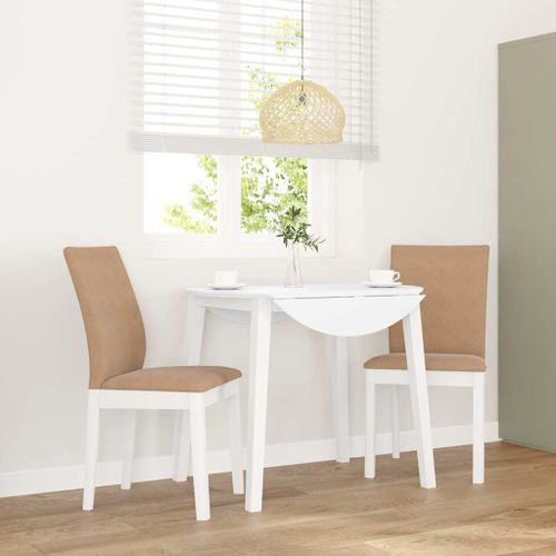 Vidaxl Chaises  Manger Coussins 2 Pcs Blanc Bois Massif Caoutchouc