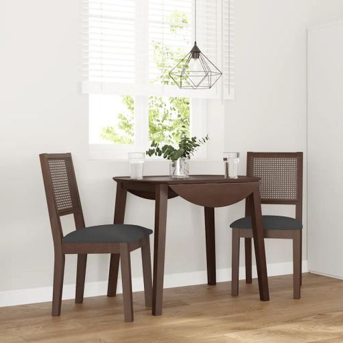 Vidaxl Chaises  Manger Coussins 2 Pcs Marron Bois Massif Caoutchouc