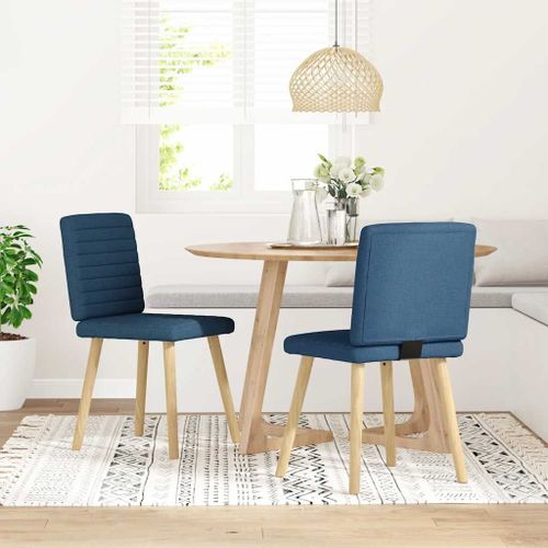 Vidaxl Chaises  Manger Lot De 2 Bleu Tissu