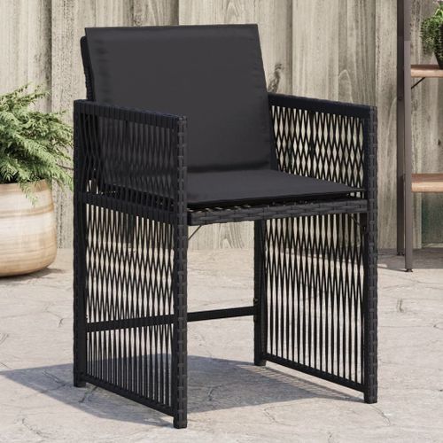 Vidaxl Chaises De Jardin Lot De 4 Avec Coussins Noir Rsine Tresse