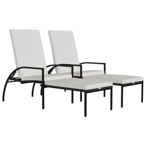 Vidaxl Chaises Longues Avec Repose-Pied 2 Pcs Rsine Tresse Marron