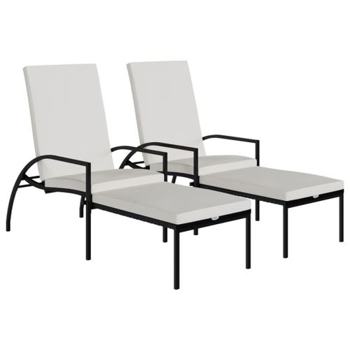 Vidaxl Chaises Longues Avec Repose-Pied 2 Pcs Rsine Tresse Noir