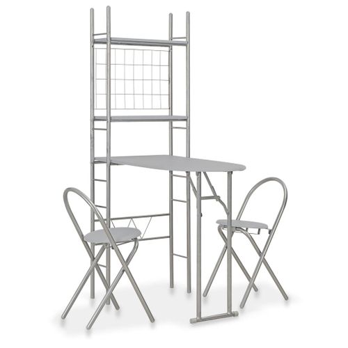 Ensemble  Dner Pliant 3 Pcs Et tagre De Rangement Mdf Acier