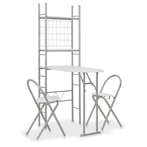 Ensemble  Dner Pliant 3 Pcs Et tagre De Rangement Mdf Acier
