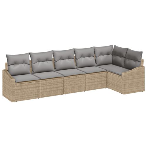 Vidaxl Ensemble De 6 Canaps De Jardin Avec Coussins Beige Poly Rotin