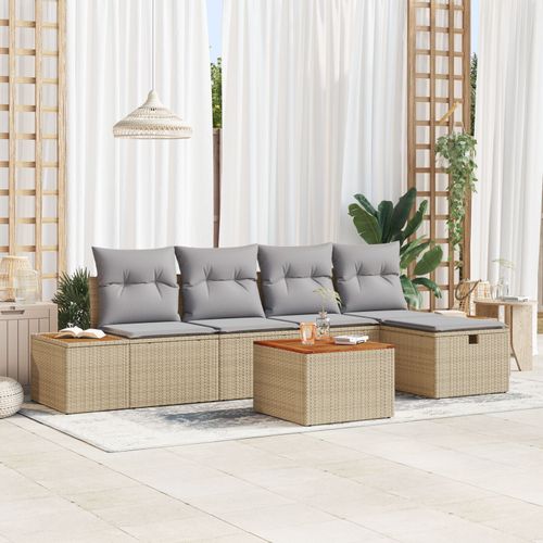Vidaxl Ensemble De 6 Canaps De Jardin Avec Coussins Beige Rattan Poly