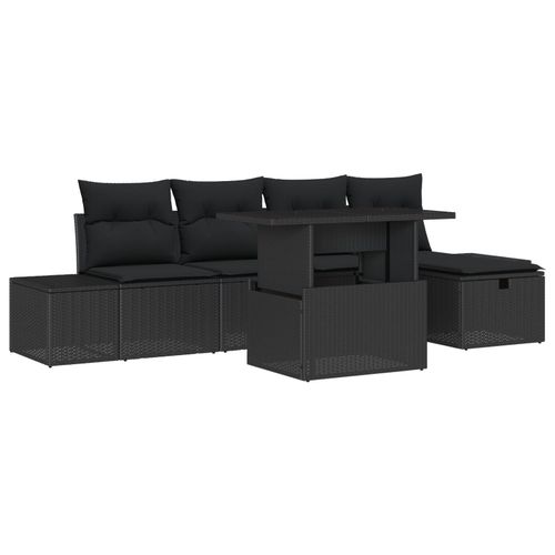 Vidaxl Ensemble De 6 Canaps De Jardin Avec Coussins En Noir Poly Rattan