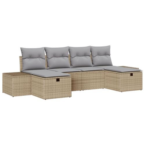 Vidaxl Ensemble De 6 Canaps De Jardin Avec Coussins En Rattan Poly Beige