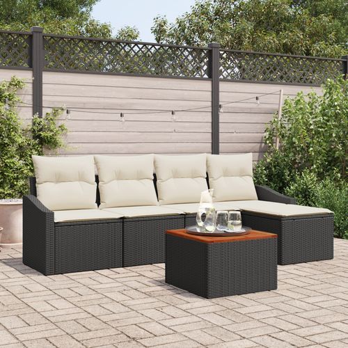 Vidaxl Ensemble De 6 Canaps De Jardin Avec Coussins En Rotin Noir