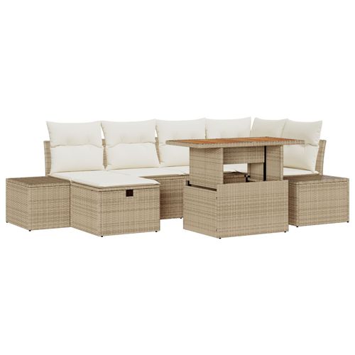 Vidaxl Ensemble De 7 Canaps De Jardin Avec Coussins Beige En Poly Rattan