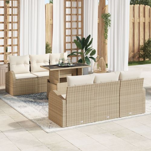 Vidaxl Ensemble De 7 Canaps De Jardin Avec Coussins Beige Rattan Poly