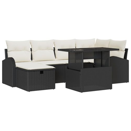 Vidaxl Ensemble De 7 Canaps De Jardin Avec Coussins Noir Poly Rattan