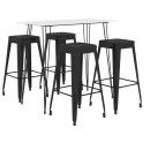 Vidaxl Ensemble De Bar 5 Pcs Blanc Et Noir