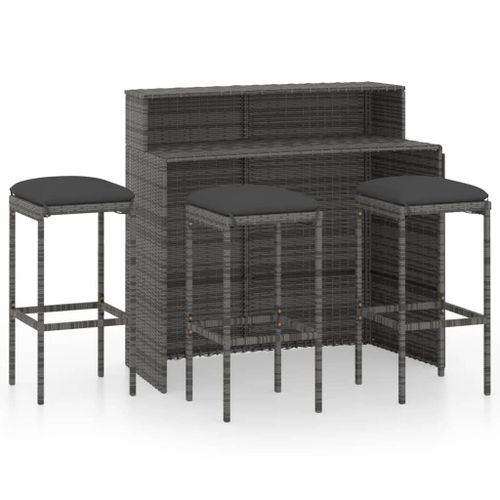 Vidaxl Ensemble De Bar De Jardin Avec Coussins 4 Pcs Gris